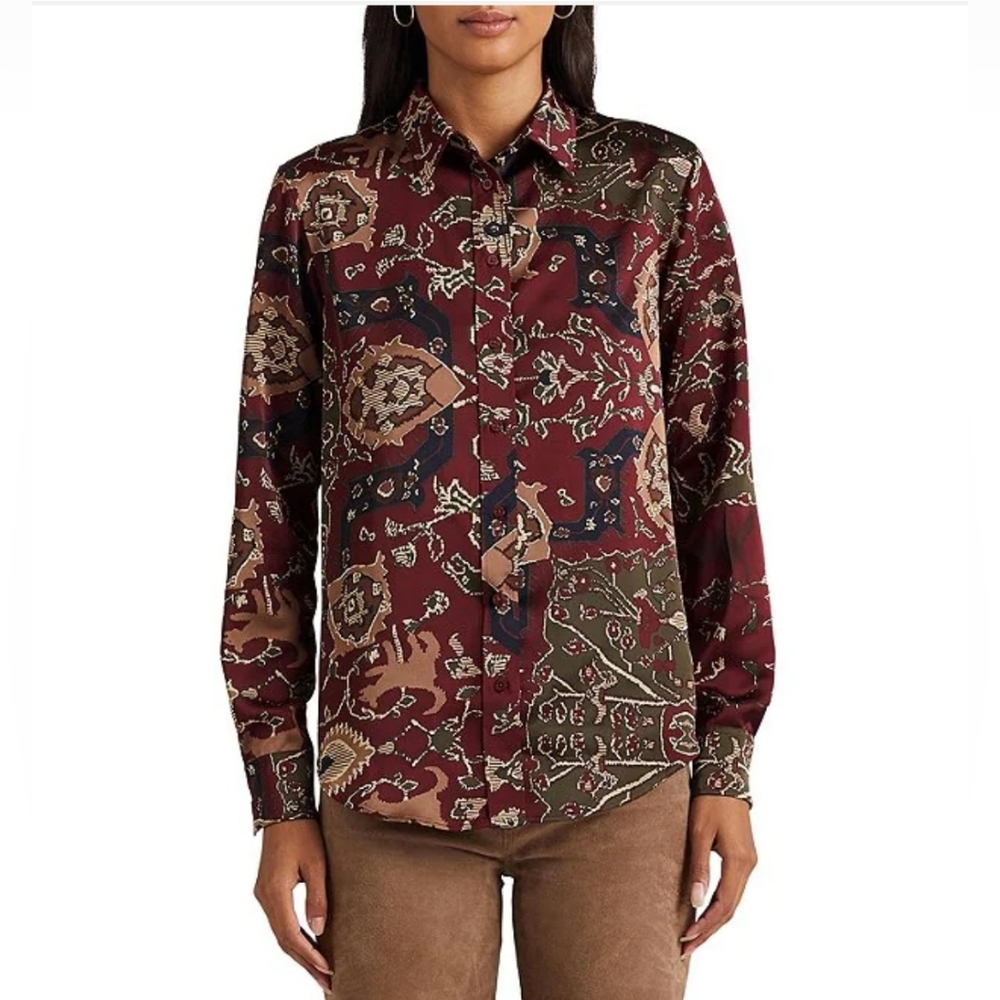 🔥Ralph Lauren | Satin Charmeuse Long Sleeve Shirt